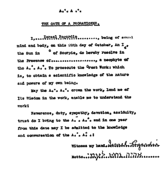 Israel Regardie Probationer Oath