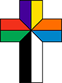 Calvary cross drawn in colors